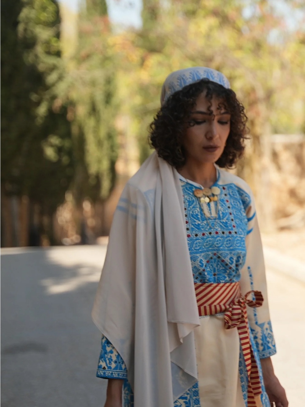 Beige Palestinian Tatreez Khirka